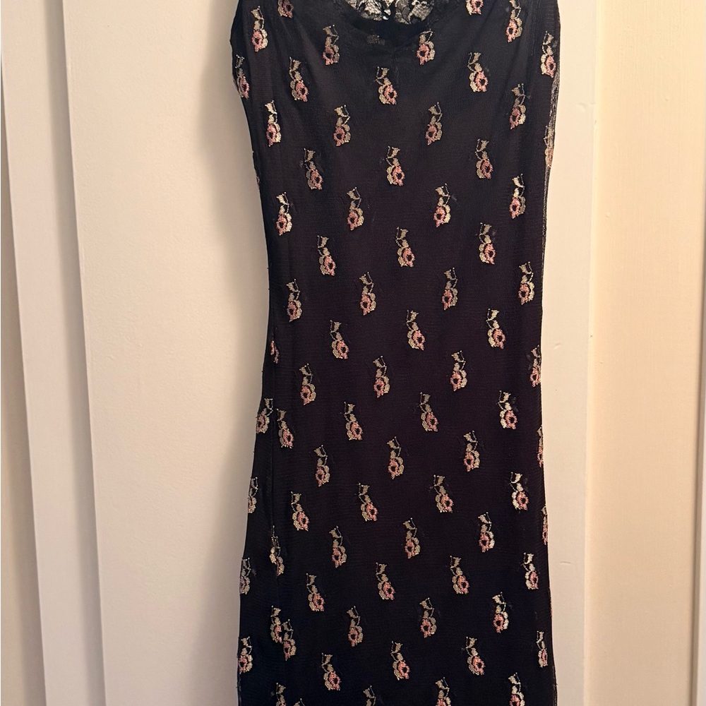BetseBlack Floral Slip Dress - Women's Elegant Evening Dress